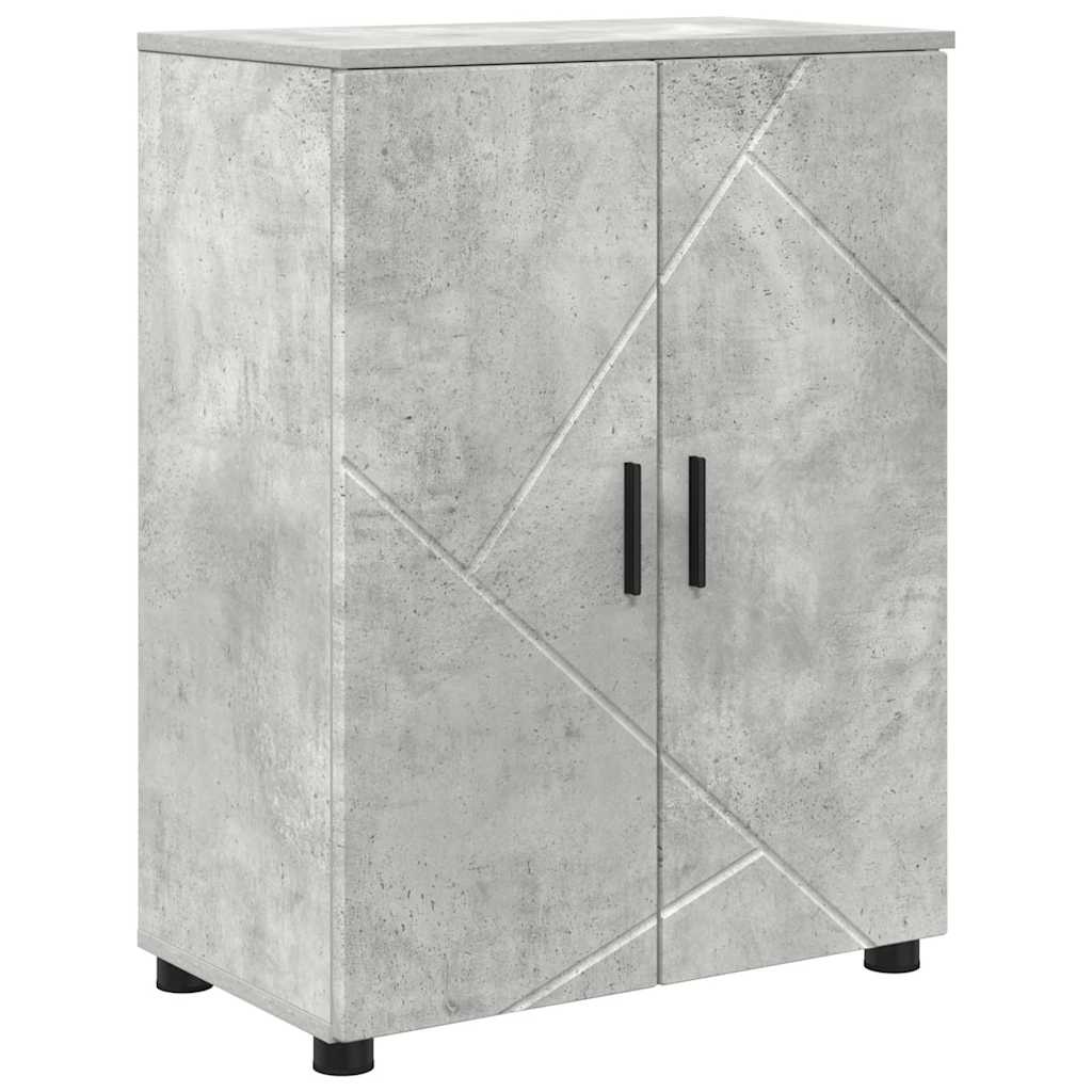 Baderomsinnredningssett med dør 4 pcs Betonggrå 61 x 35 x 64 cm
