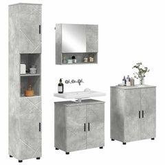 Baderomsinnredningssett med dør 4 pcs Betonggrå 61 x 35 x 64 cm