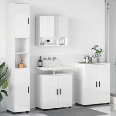Baderomsinnredningssett 4 pcs Høyglans hvit 61 x 35 x 64 cm