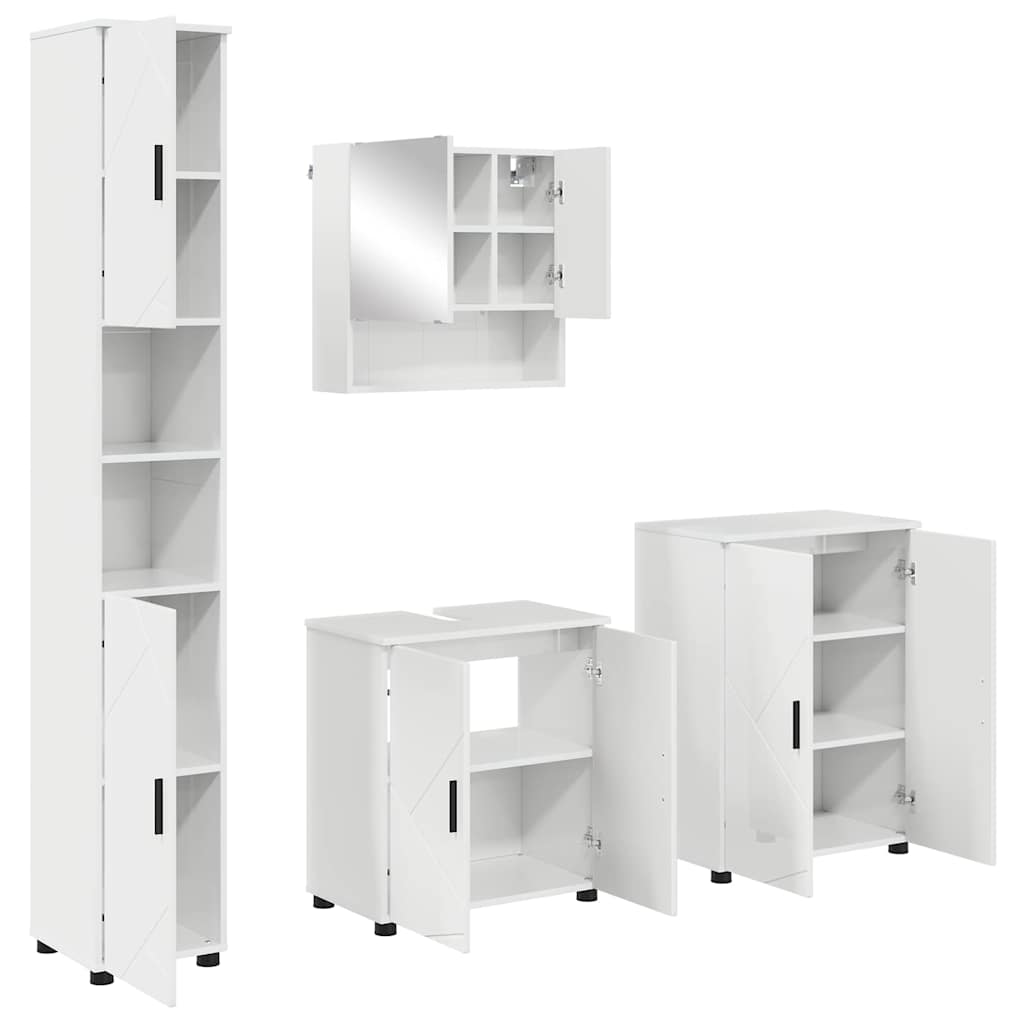 Baderomsinnredningssett 4 pcs Høyglans hvit 61 x 35 x 64 cm