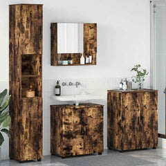 Baderomsinnredningssett med dør 4 pcs Røkt eik 61 x 35 x 64 cm
