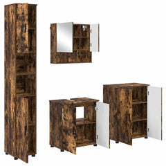 Baderomsinnredningssett med dør 4 pcs Røkt eik 61 x 35 x 64 cm