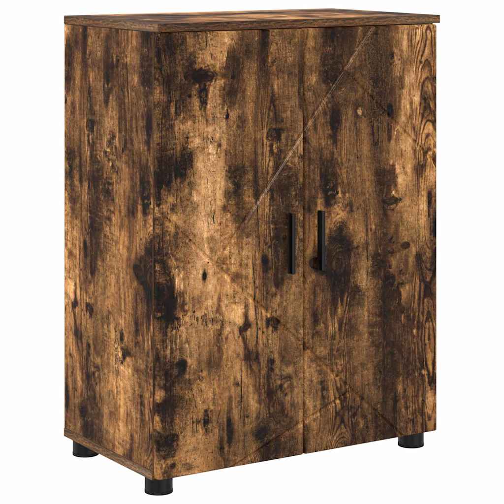 Baderomsinnredningssett med dør 4 pcs Røkt eik 61 x 35 x 64 cm