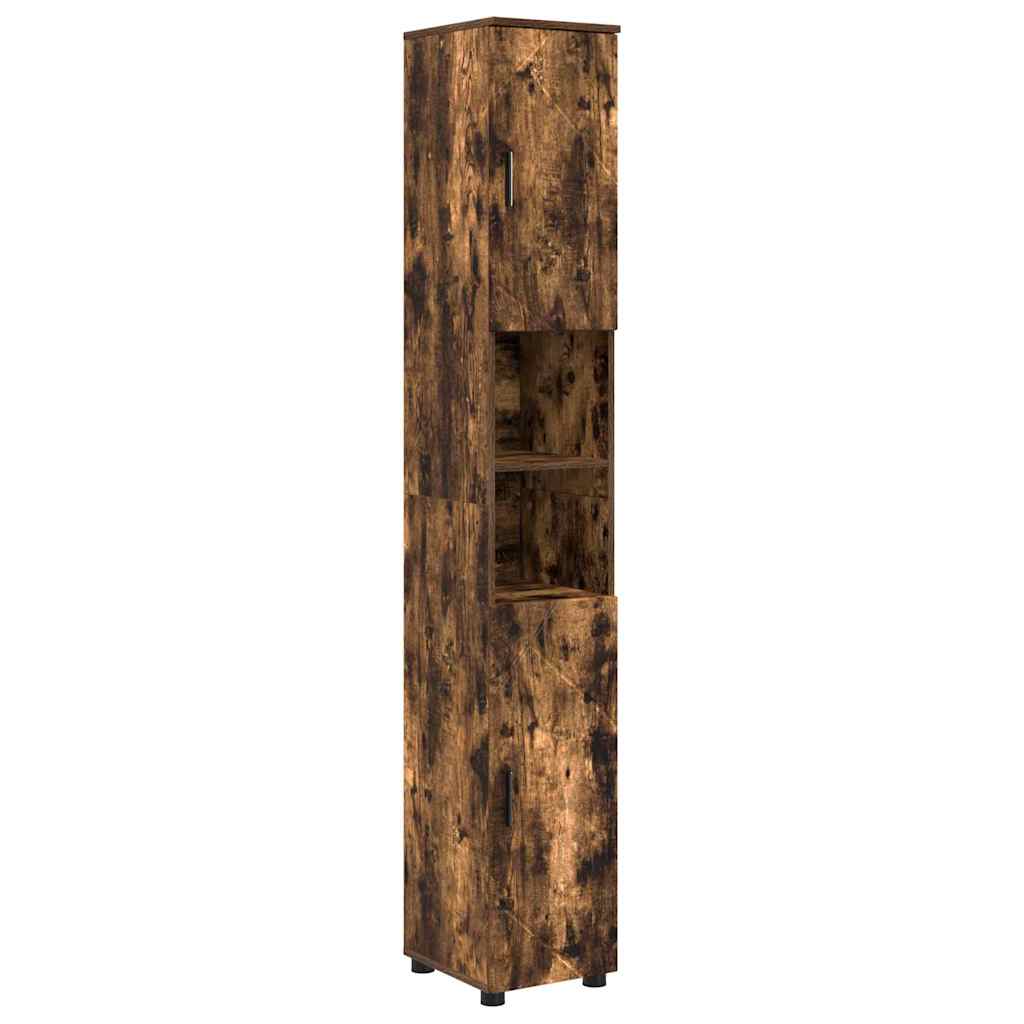 Baderomsinnredningssett med dør 4 pcs Røkt eik 61 x 35 x 64 cm