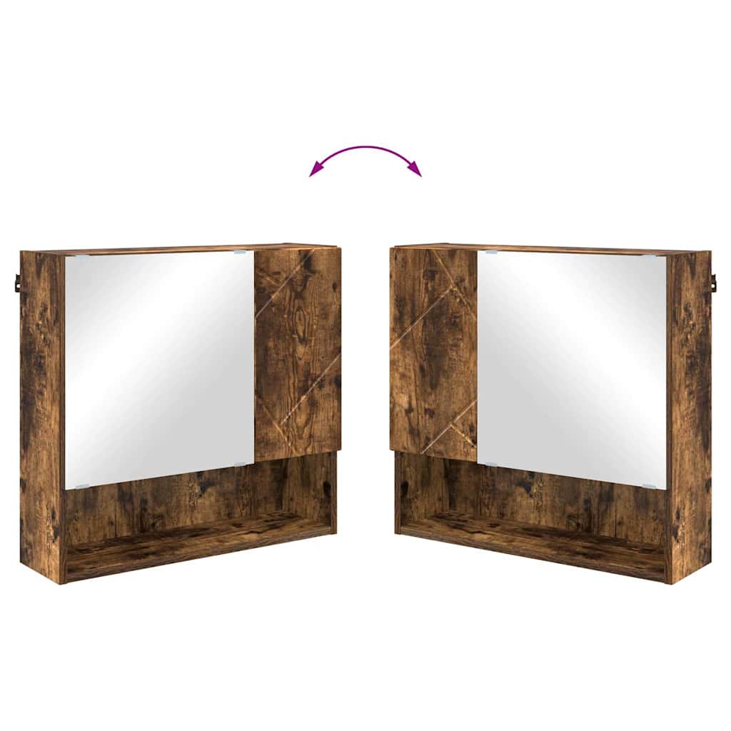 Baderomsinnredningssett med dør 4 pcs Røkt eik 61 x 35 x 64 cm