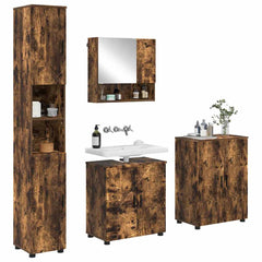 Baderomsinnredningssett med dør 4 pcs Røkt eik 61 x 35 x 64 cm