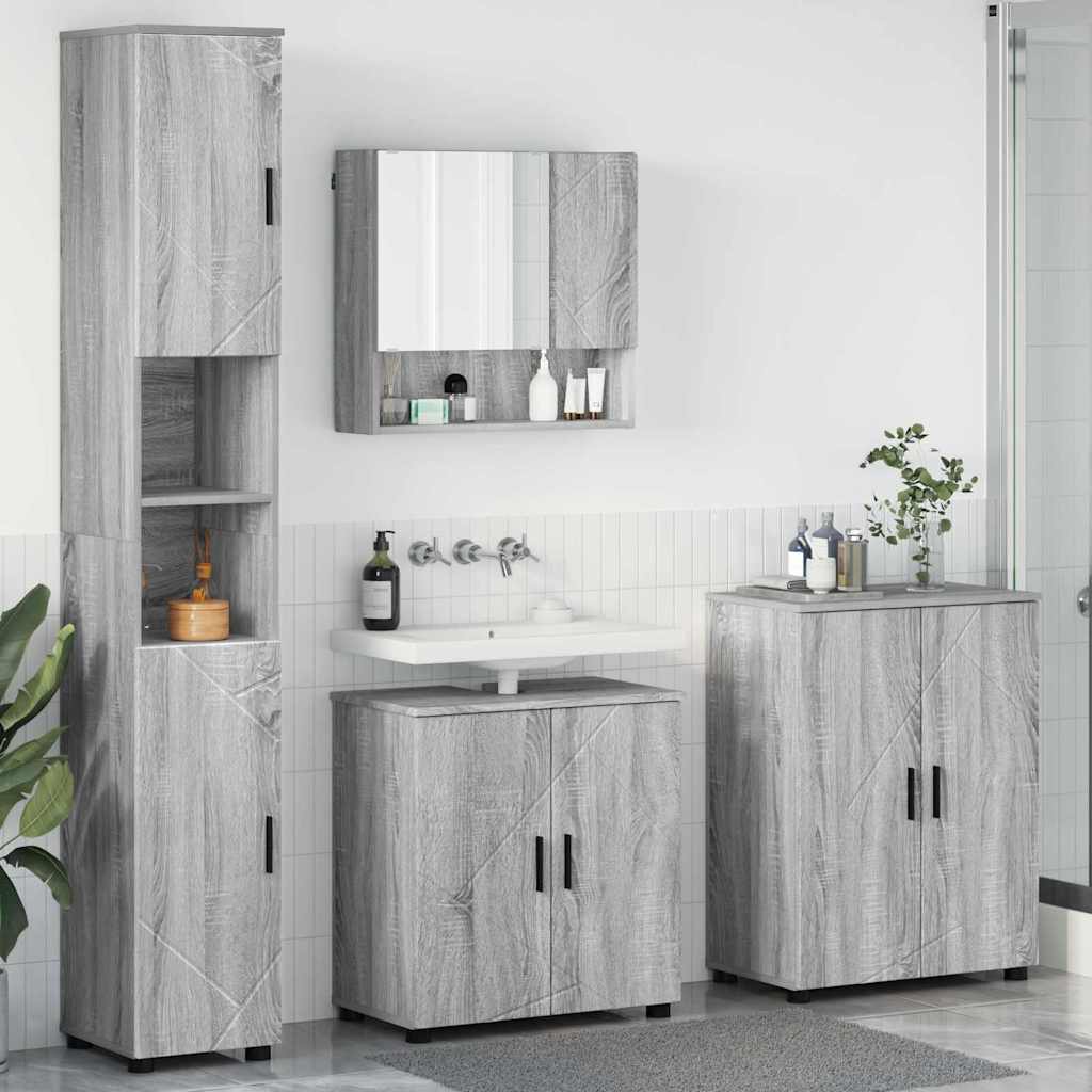 Baderomsinnredningssett 4 pcs Grå sonoma 61 x 35 x 64 cm