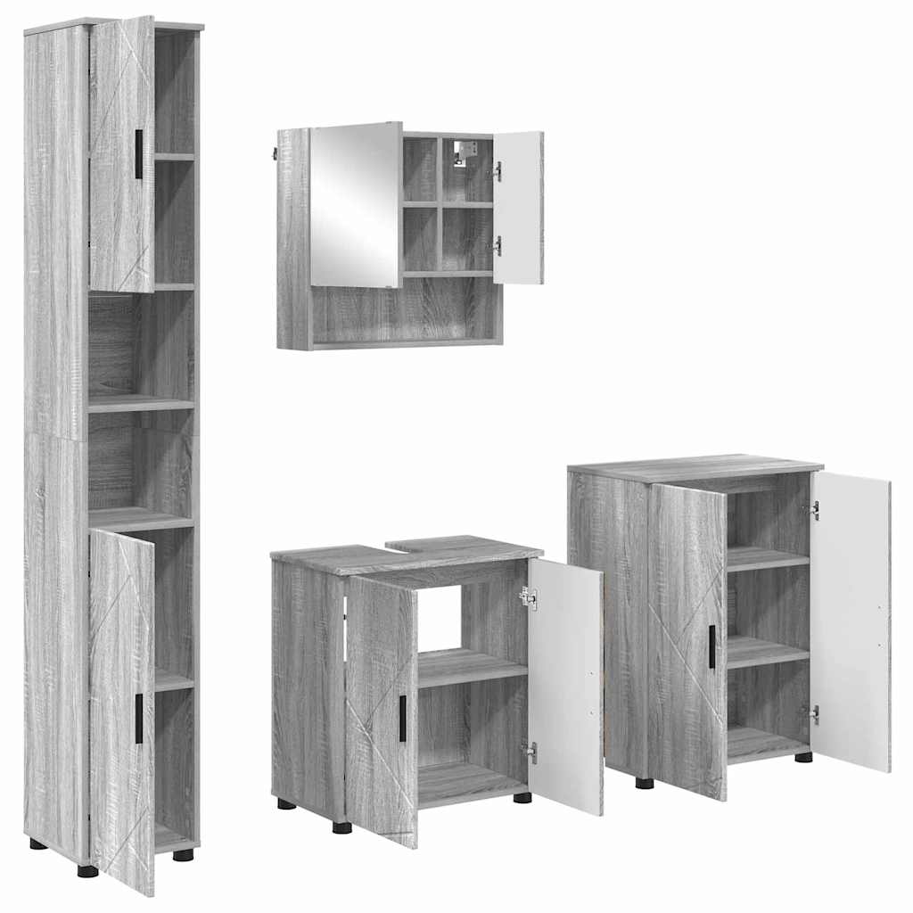Baderomsinnredningssett 4 pcs Grå sonoma 61 x 35 x 64 cm