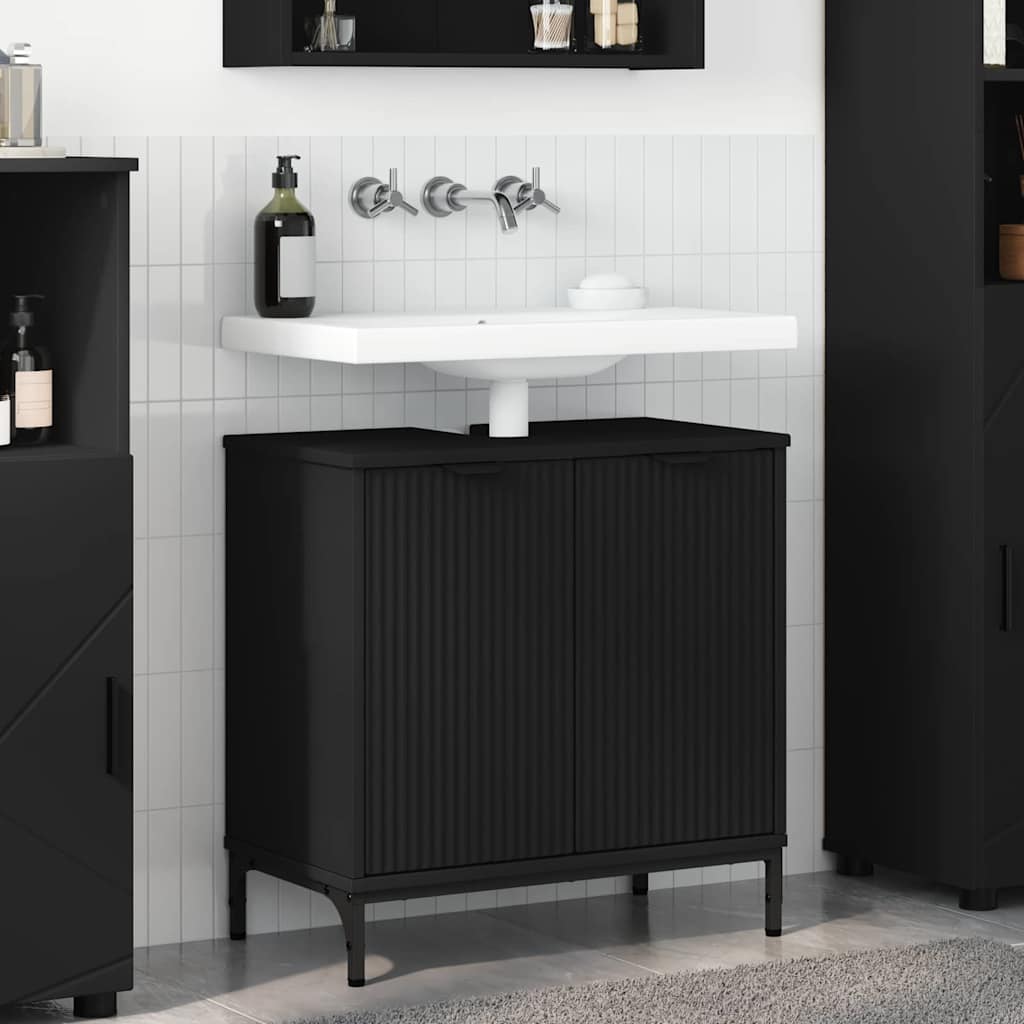 Baderomsvaskeskap Svart 60,5 x 33,5 x 61 cm Konstruert tre