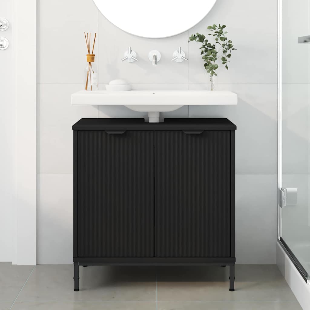 Baderomsvaskeskap Svart 60,5 x 33,5 x 61 cm Konstruert tre