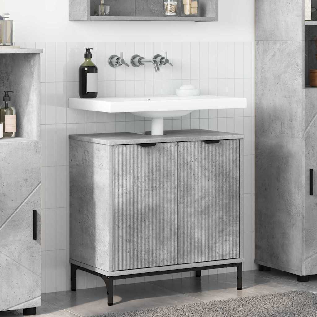 Baderomsvaskeskap Betonggrå 60,5 x 33,5 x 61 cm Konstruert tre