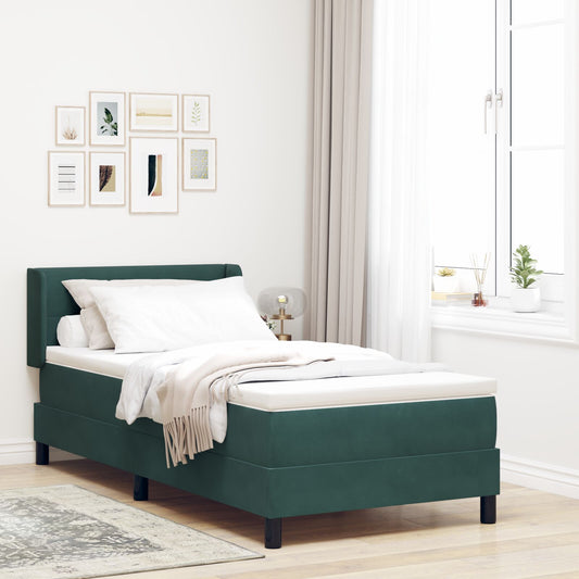Box Spring Seng med Madrass Mørkegrønn 90x190 cm Fløyel