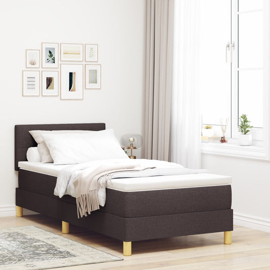 Løfteseng med madrass & LED Mørk brun 90x190 cm Stoff