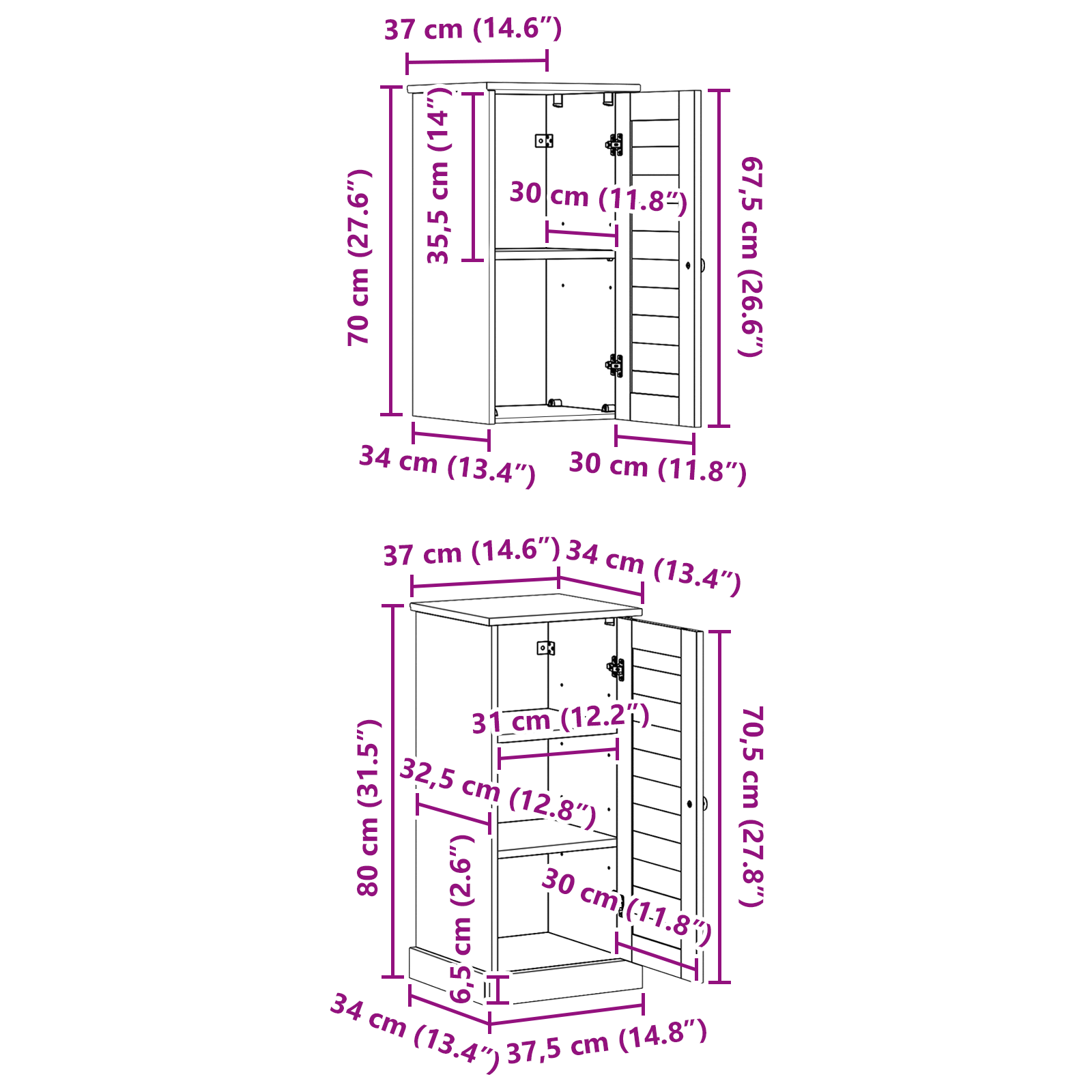 Baderomsinnredningssett 2 pcs antikk hvit 37 x 34 x 80 cm