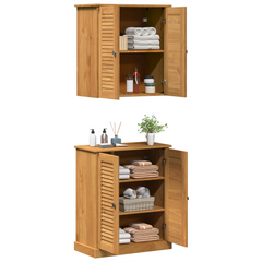 Baderomsinnredningssett med hylle 2 pcs Brun 67,5 x 34 x 80 cm