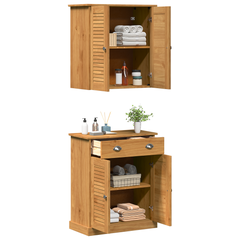 Baderomsinnredningssett med skuff med hylle 2 pcs Brun 67.5 x 34 x 80 cm