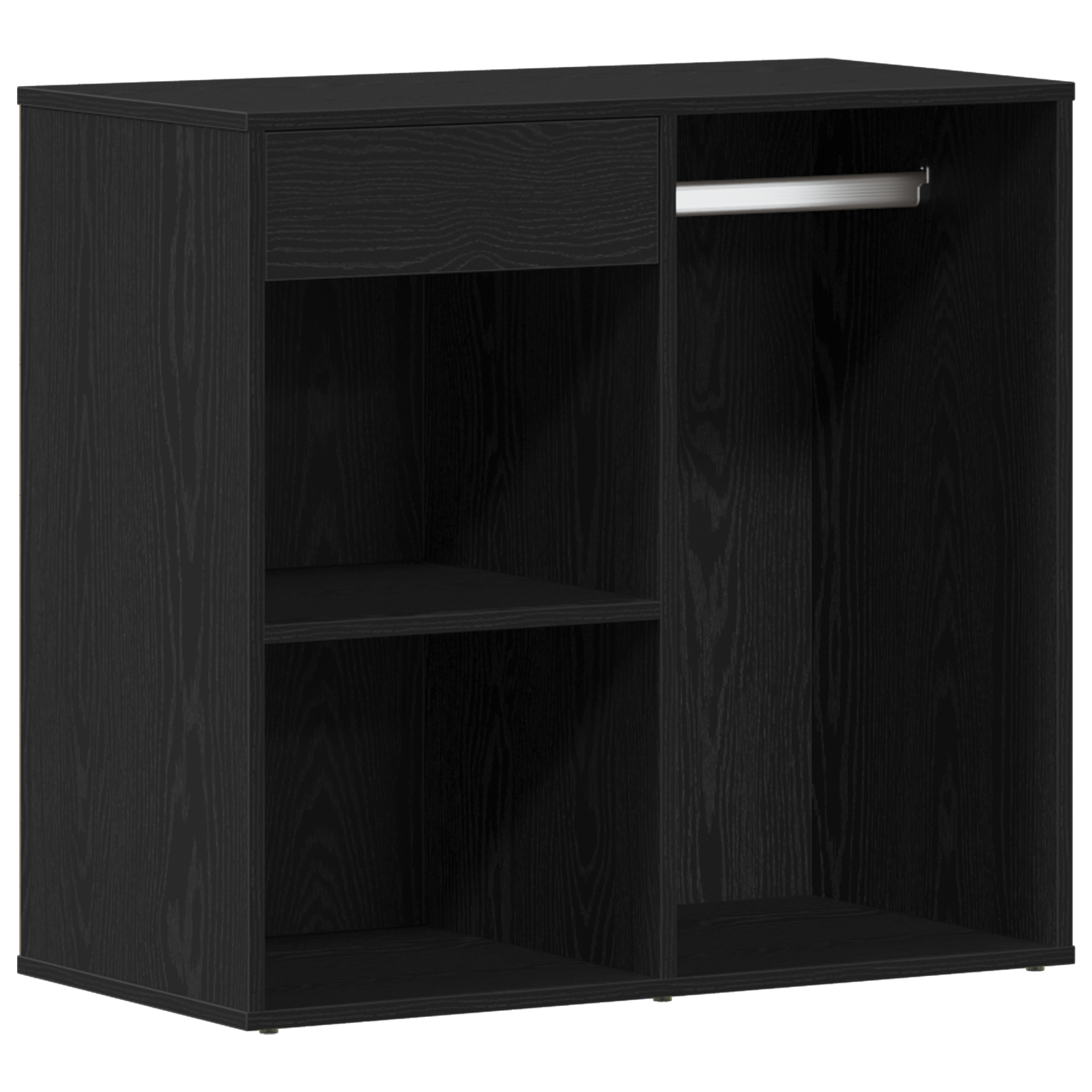 Sminkebord med LED & Skap Svart Eik Konstruert Tre