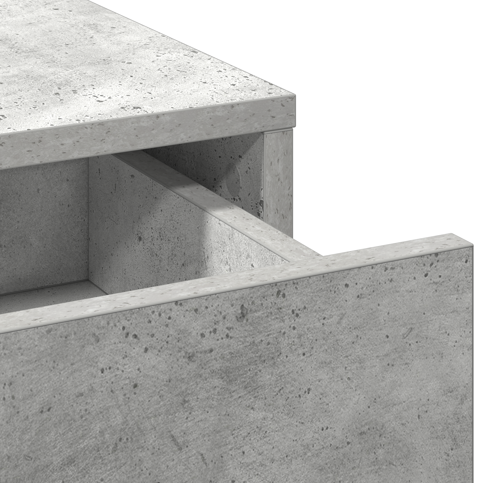 3-delt sminkebordsett med LED betonggrå konstruert tre
