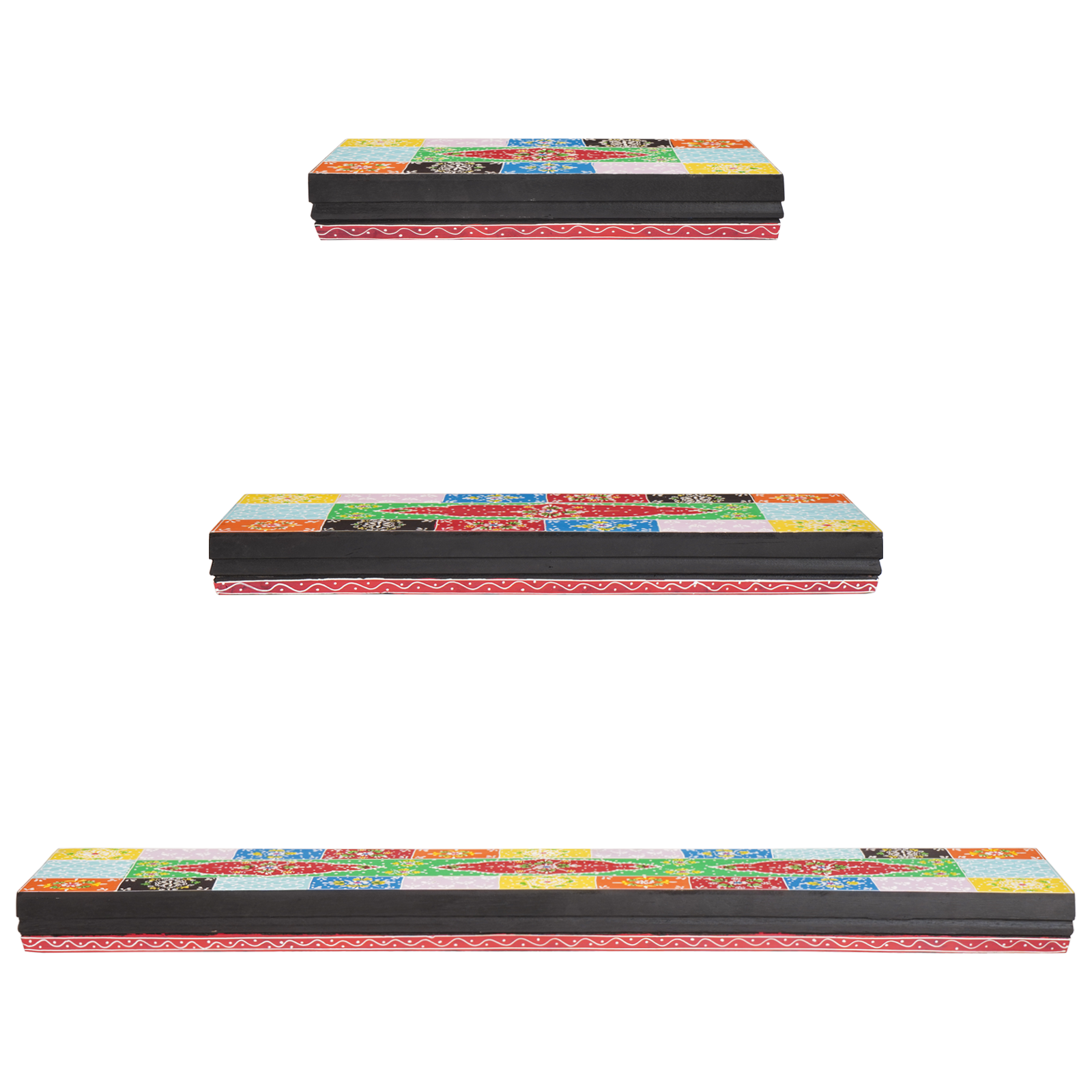 3-delt Vegghylle Sett 100x20x6 cm Solid Tre Mango