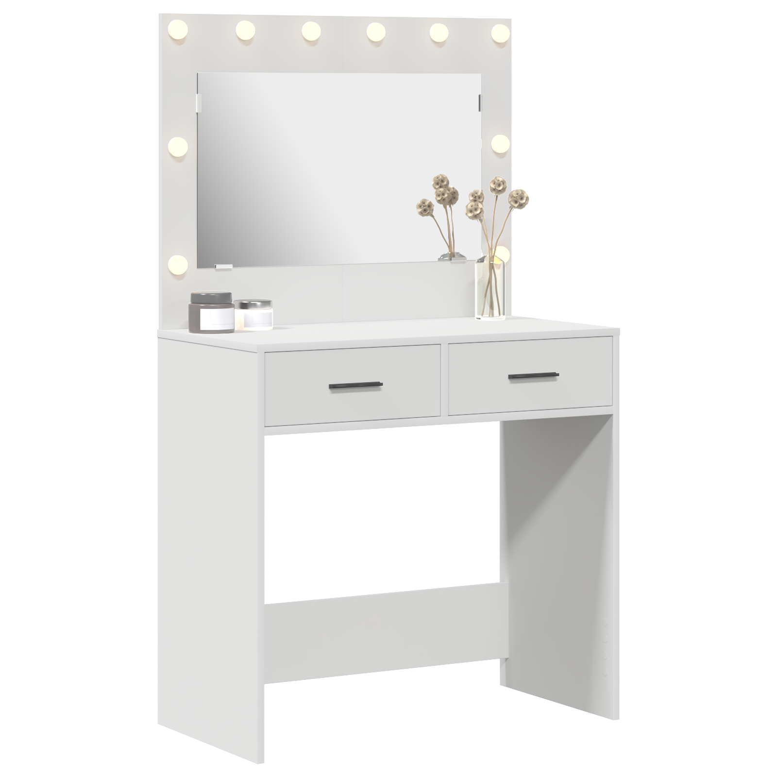 Sminkebord med LED-lys - Hvit, 78,5 x 41 x 135 cm