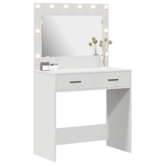 Sminkebord med LED-lys - Hvit, 78,5 x 41 x 135 cm