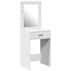 Sminkebord med LED-lamper Hvit 50x41x135 cm