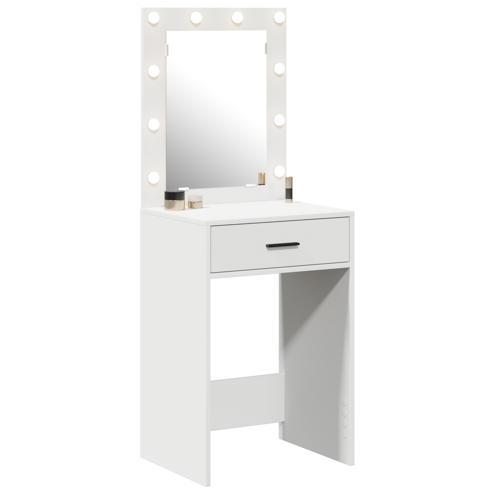 Sminkebord med LED-lamper Hvit 50x41x135 cm