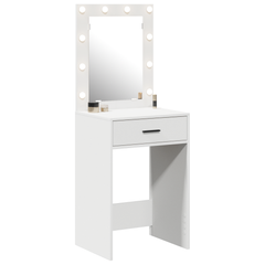 Sminkebord med LED-lamper Hvit 50x41x135 cm