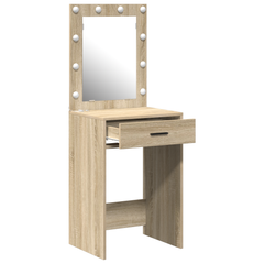 sminkebord med LED-lamper Sonoma eik 50x41x135 cm