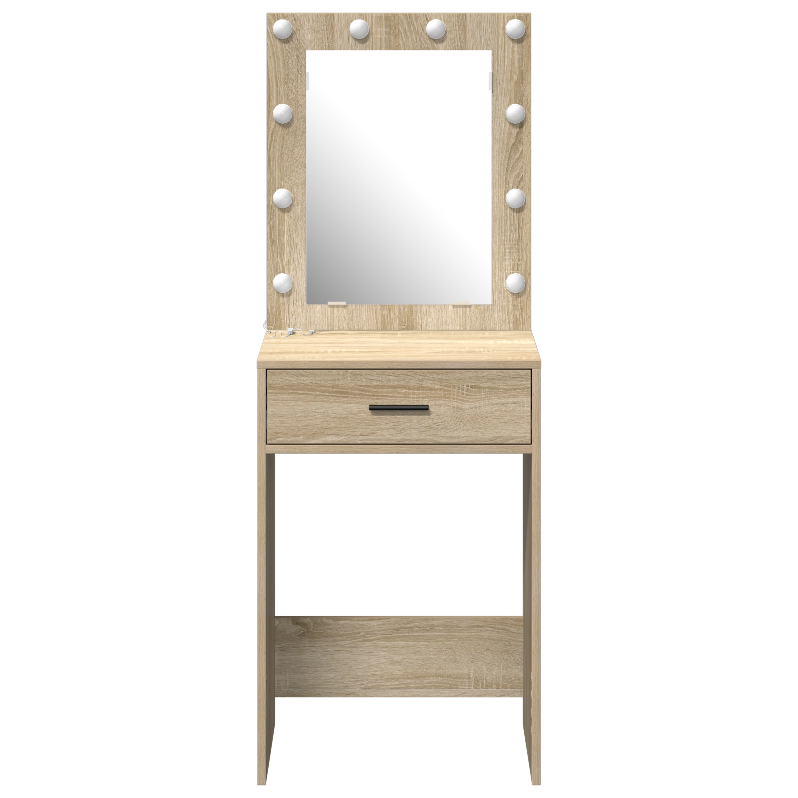 sminkebord med LED-lamper Sonoma eik 50x41x135 cm