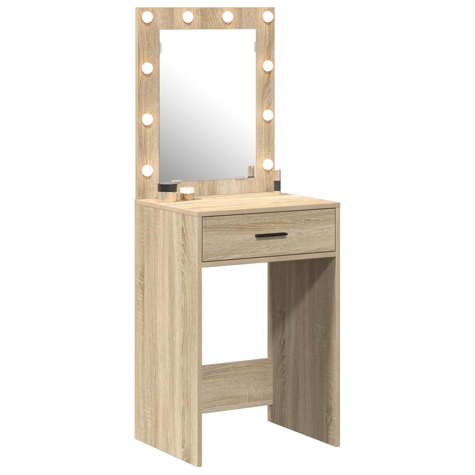 sminkebord med LED-lamper Sonoma eik 50x41x135 cm