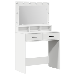 Sminkebord med LED-lys, Hvit, 79x41x135 cm