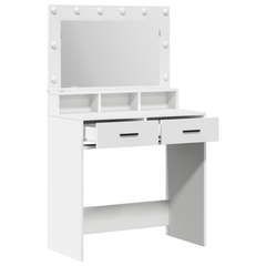 Sminkebord med LED-lys, Hvit, 79x41x135 cm
