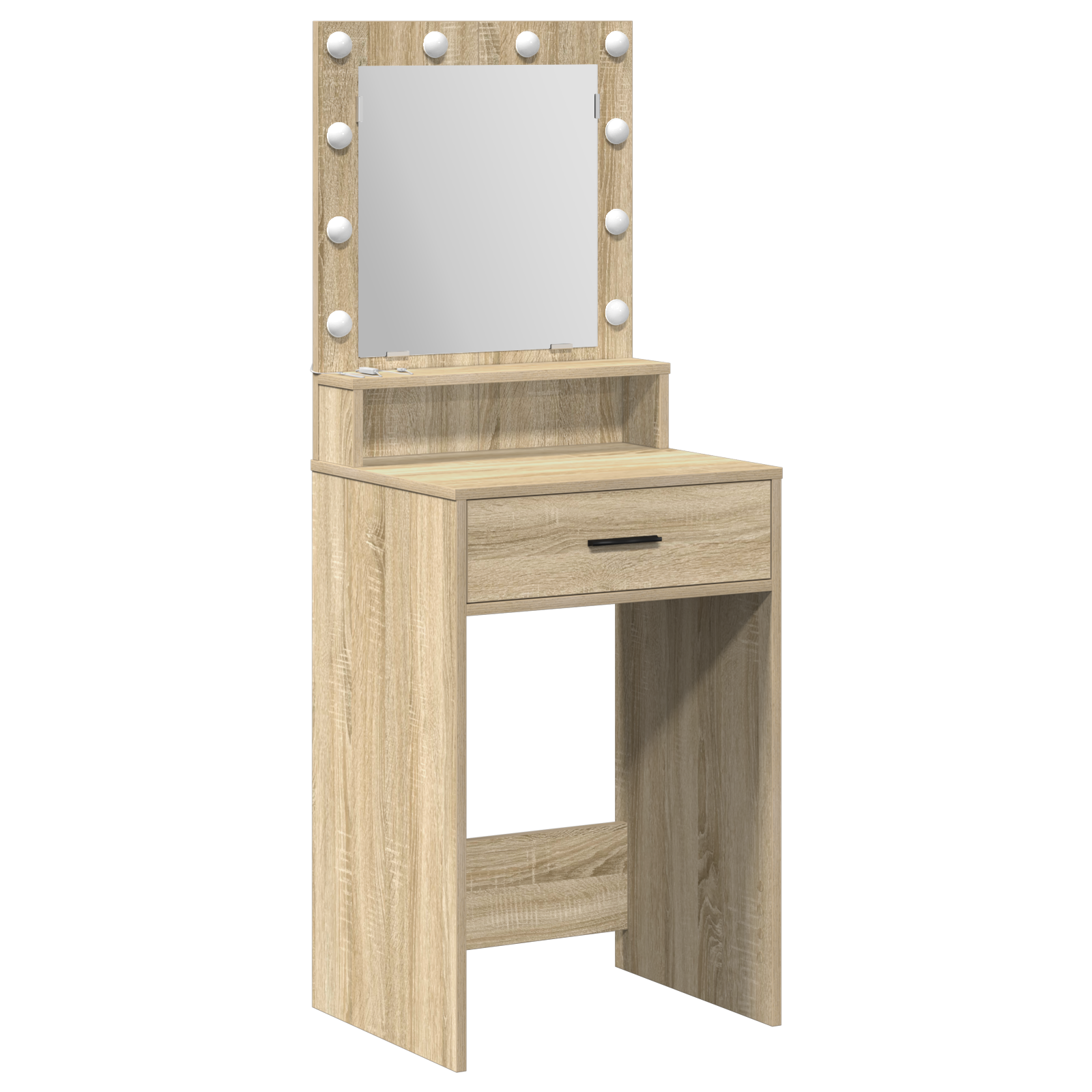 Sminkebord med LED-lamper, Sonoma Eik 50x41x135 cm