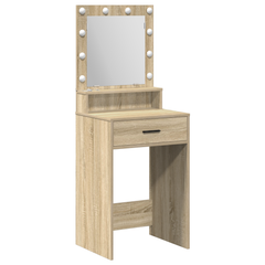 Sminkebord med LED-lamper, Sonoma Eik 50x41x135 cm