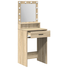 Sminkebord med LED-lamper, Sonoma Eik 50x41x135 cm