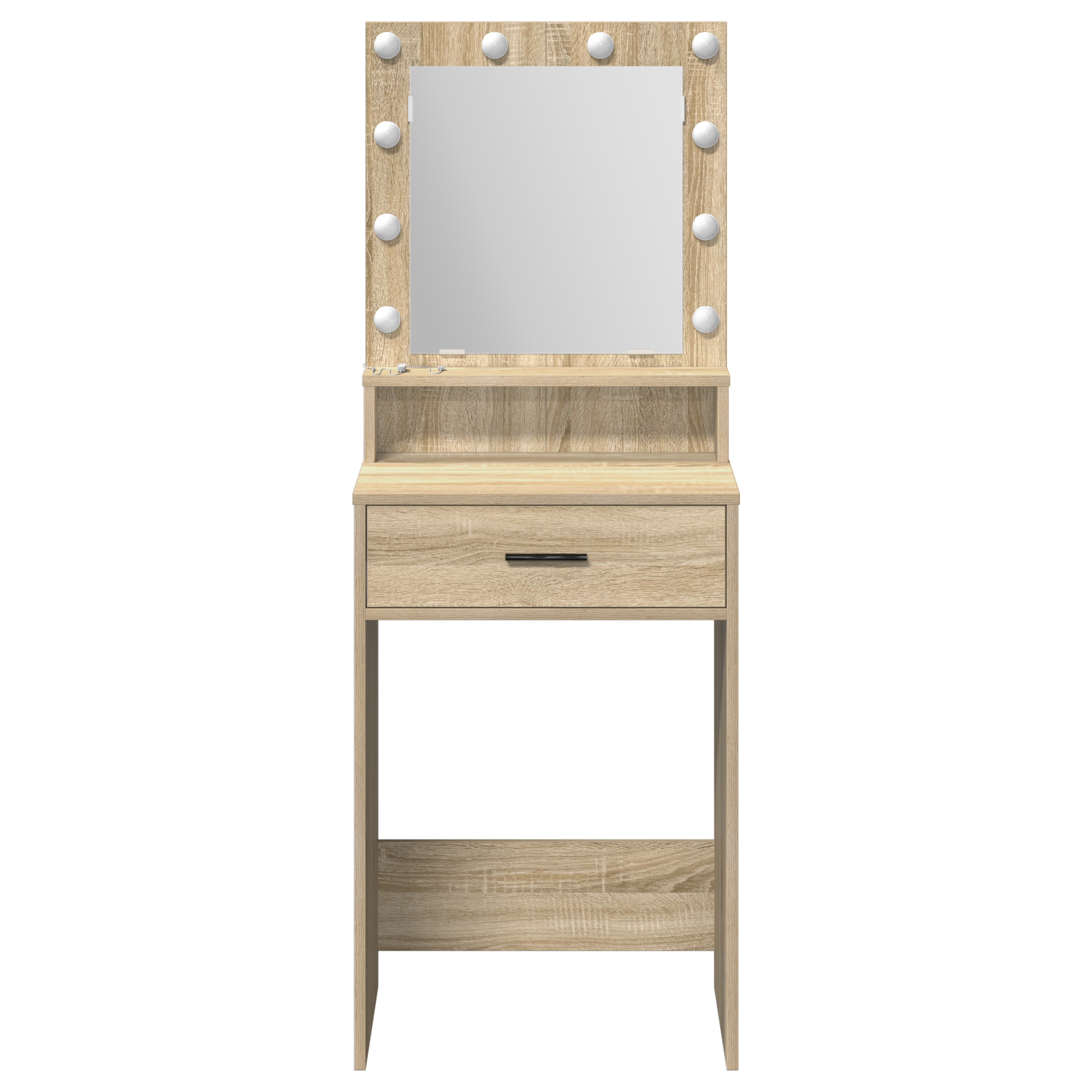 Sminkebord med LED-lamper, Sonoma Eik 50x41x135 cm