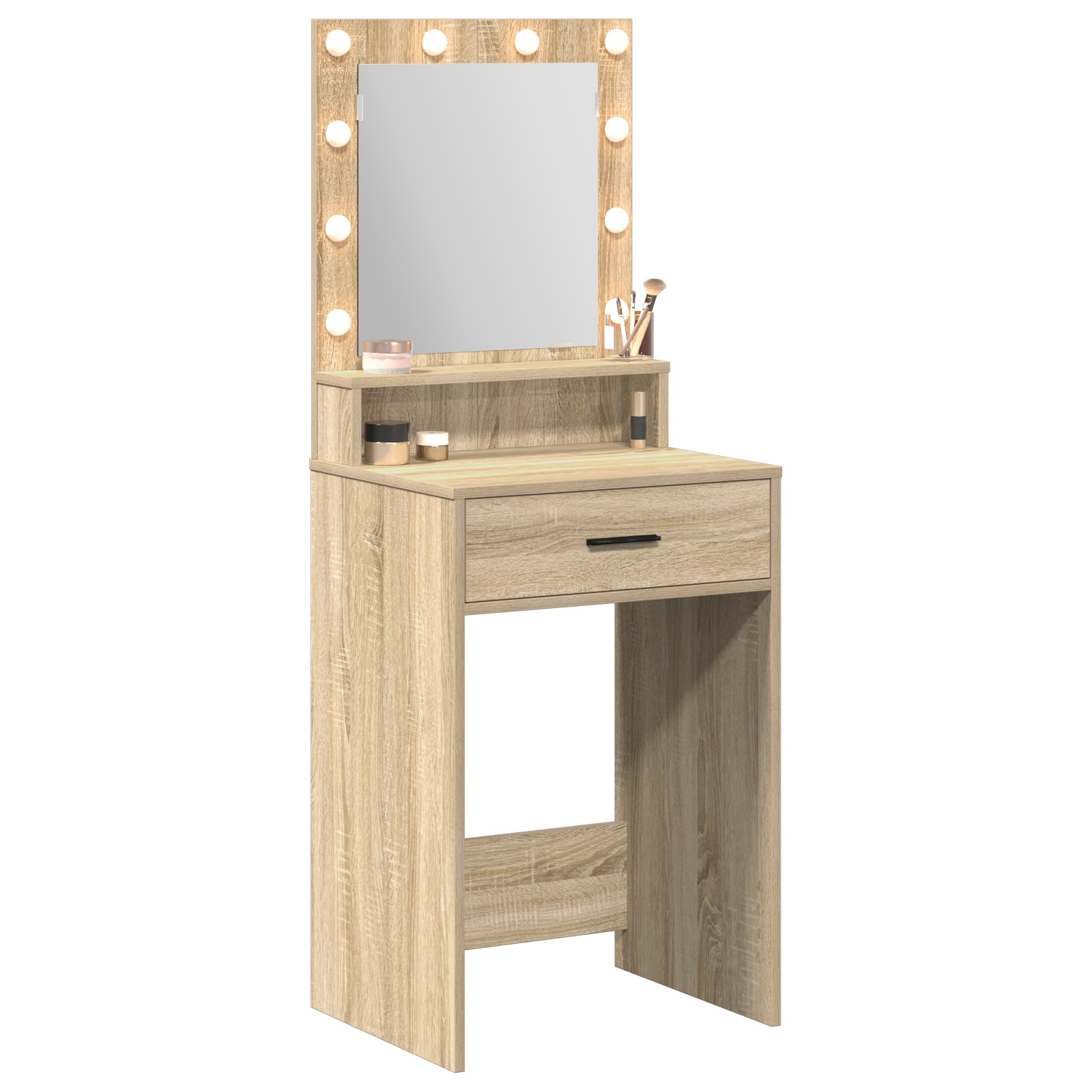 Sminkebord med LED-lamper, Sonoma Eik 50x41x135 cm