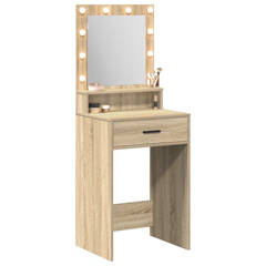 Sminkebord med LED-lamper, Sonoma Eik 50x41x135 cm