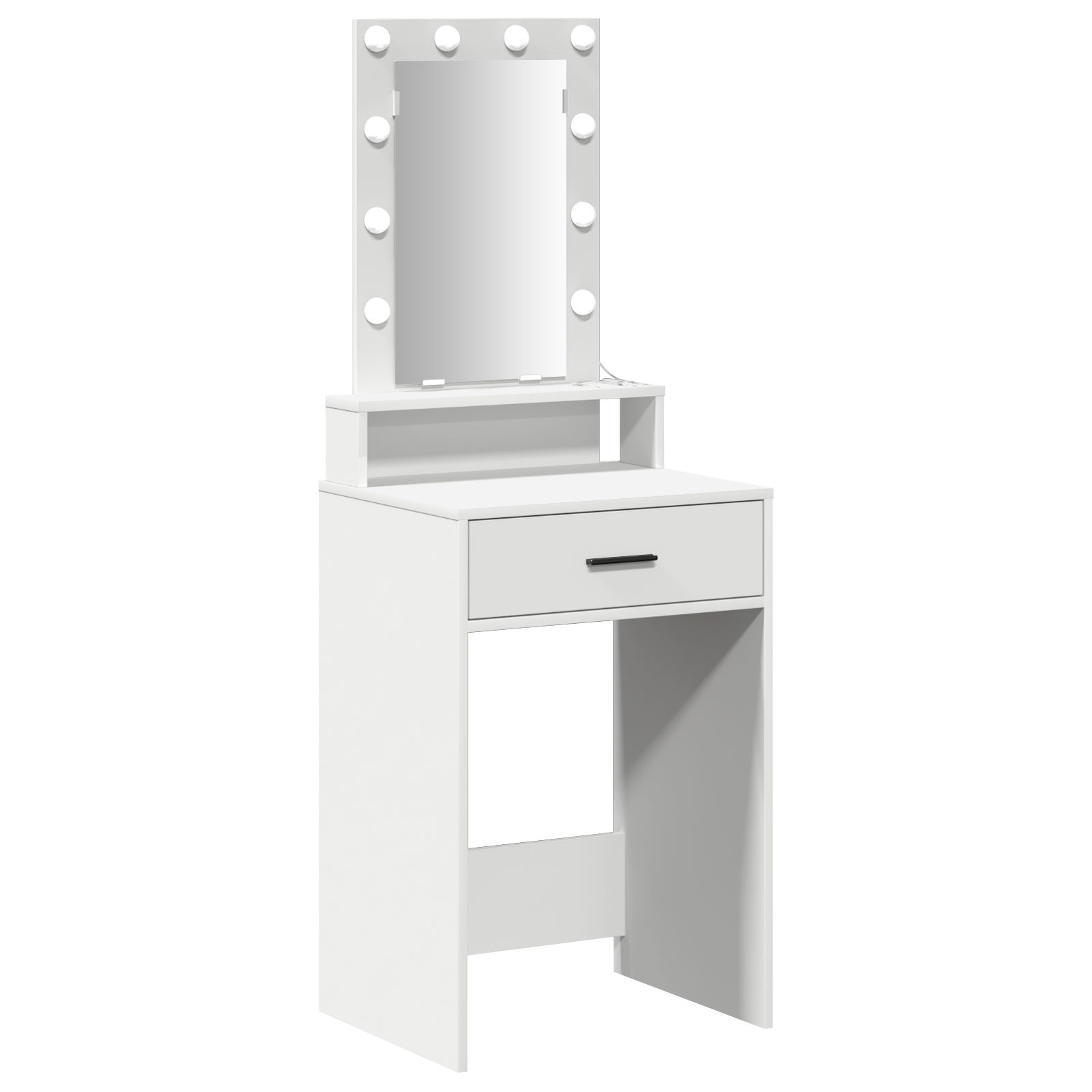 Sminkebord med LED-lamper Hvit 50x41x140 cm