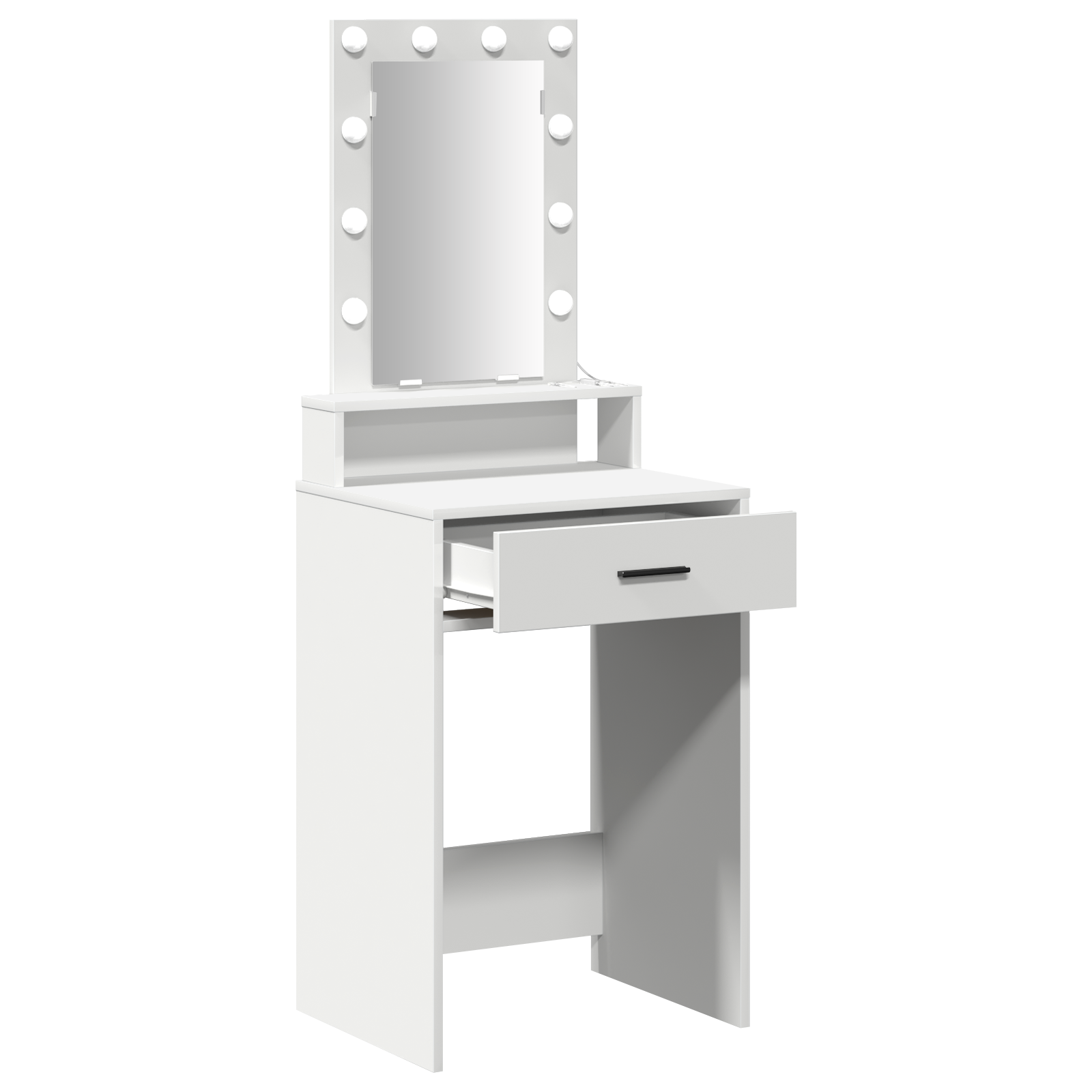 Sminkebord med LED-lamper Hvit 50x41x140 cm