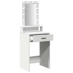 Sminkebord med LED-lamper Hvit 50x41x140 cm