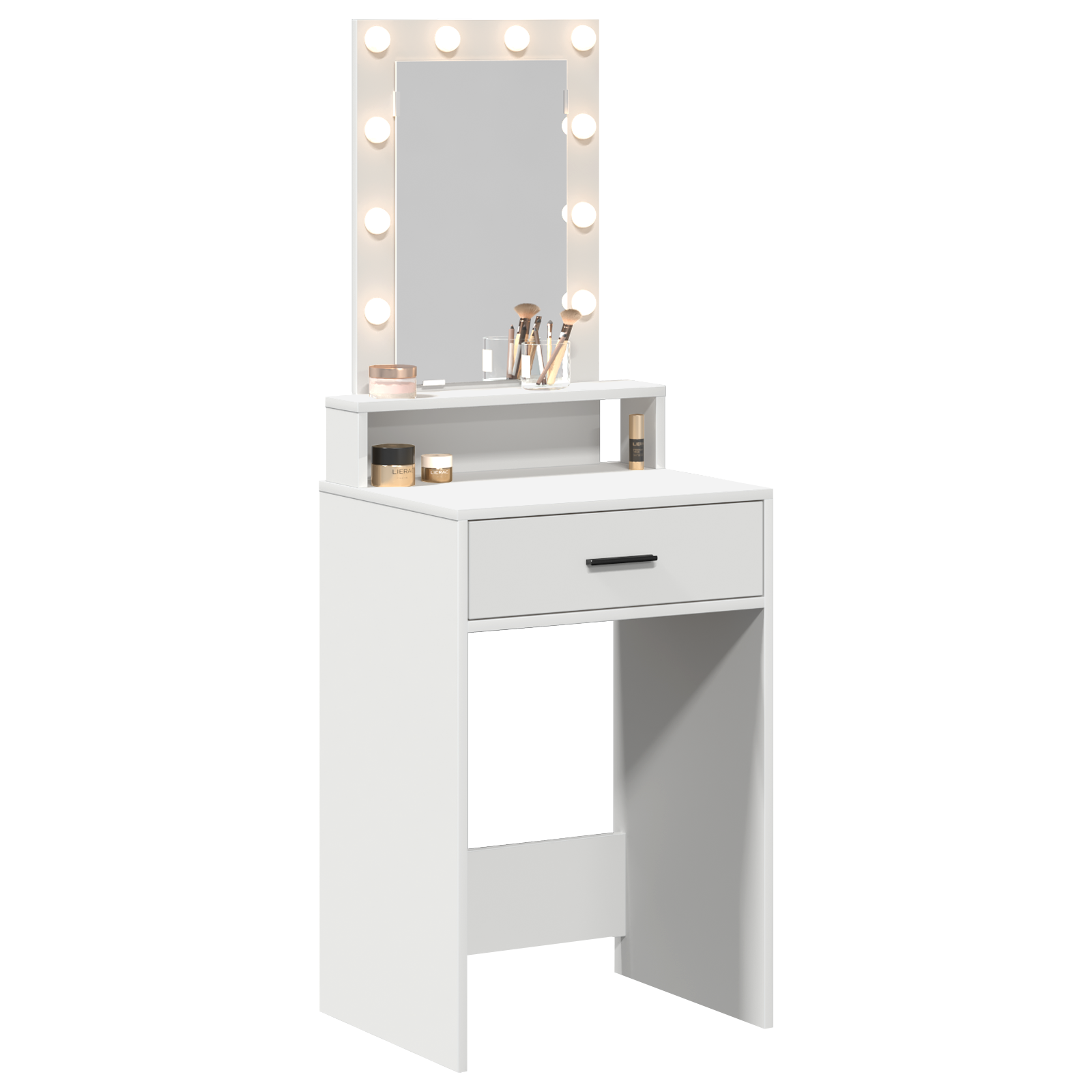 Sminkebord med LED-lamper Hvit 50x41x140 cm