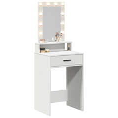 Sminkebord med LED-lamper Hvit 50x41x140 cm