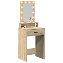 sminkebord med LED-lamper - Sonoma eik - 50x41x140 cm