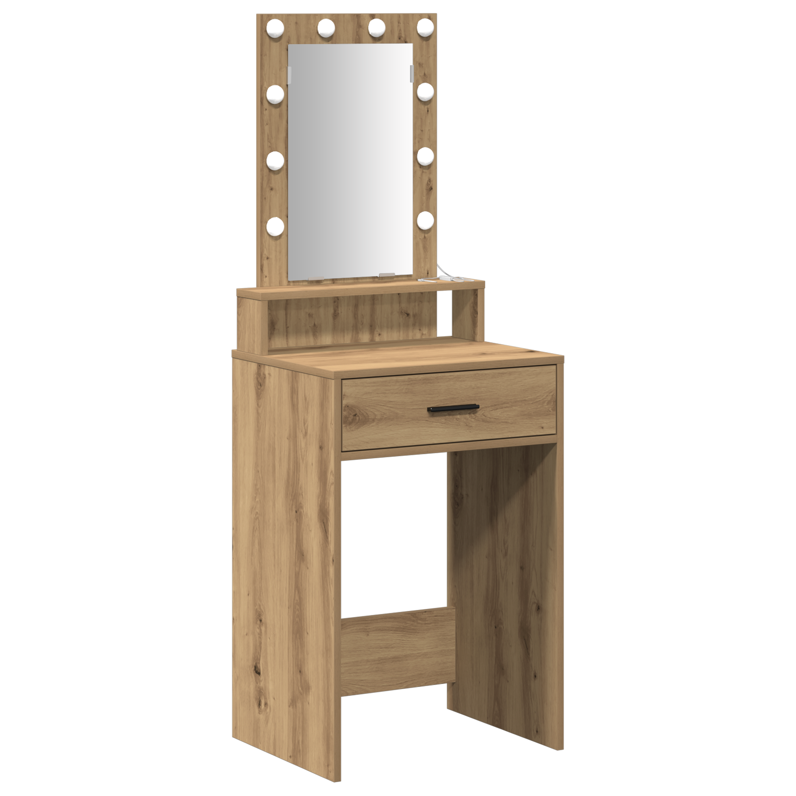 Sminkebord med LED-lamper i Artisan Eik 50x41x140 cm