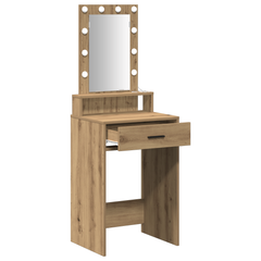 Sminkebord med LED-lamper i Artisan Eik 50x41x140 cm