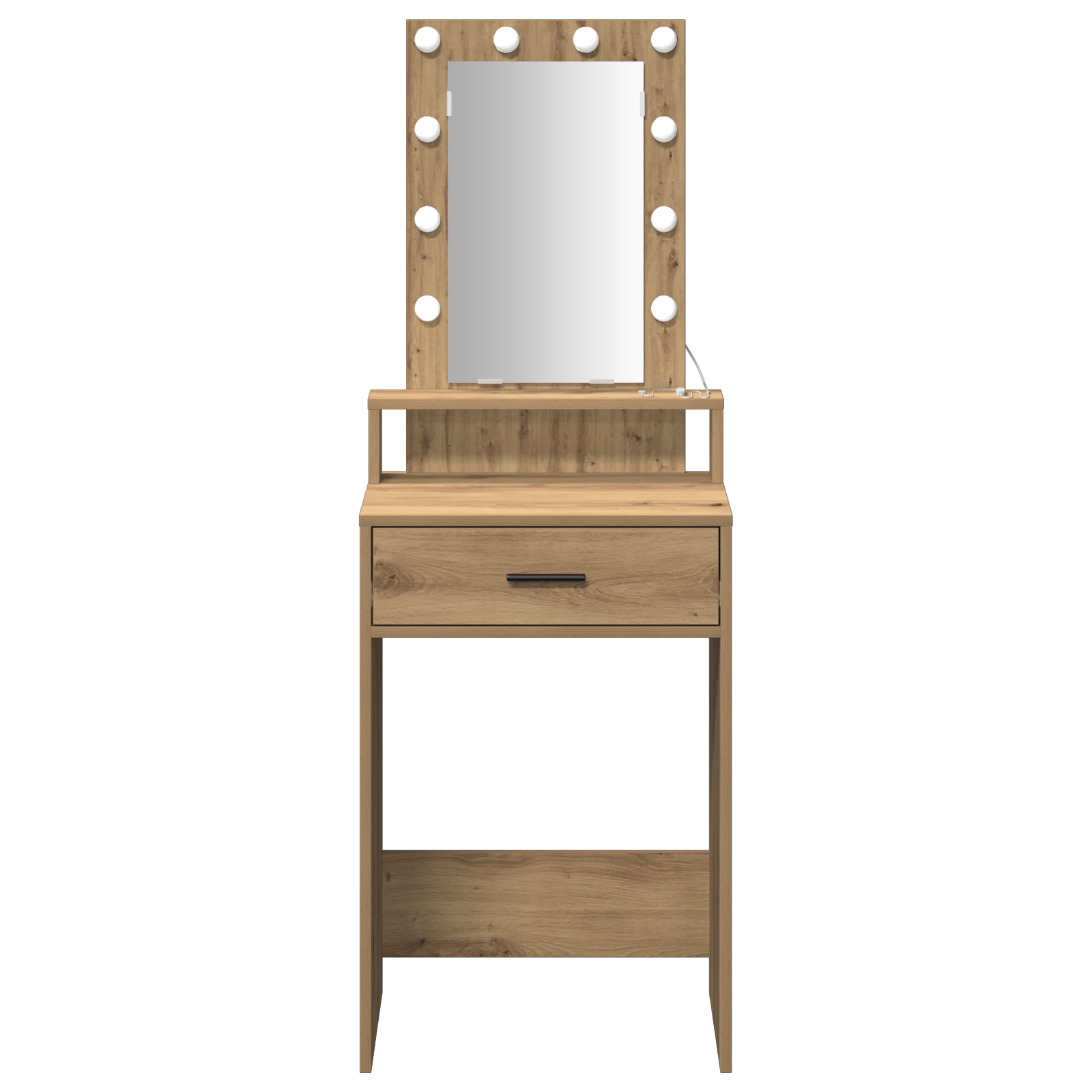 Sminkebord med LED-lamper i Artisan Eik 50x41x140 cm
