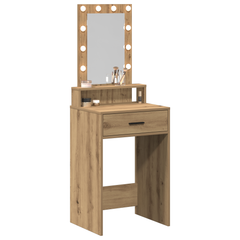 Sminkebord med LED-lamper i Artisan Eik 50x41x140 cm