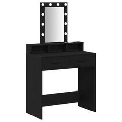 Sminkebord med LED Lys, Svart Eik, 79x41x140 cm